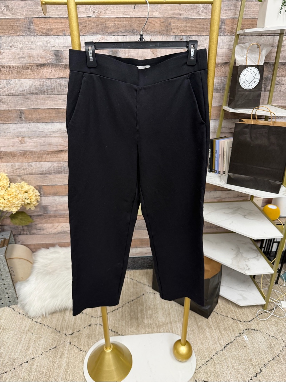 LOFT Black Straight Leg Pull-On Pants L